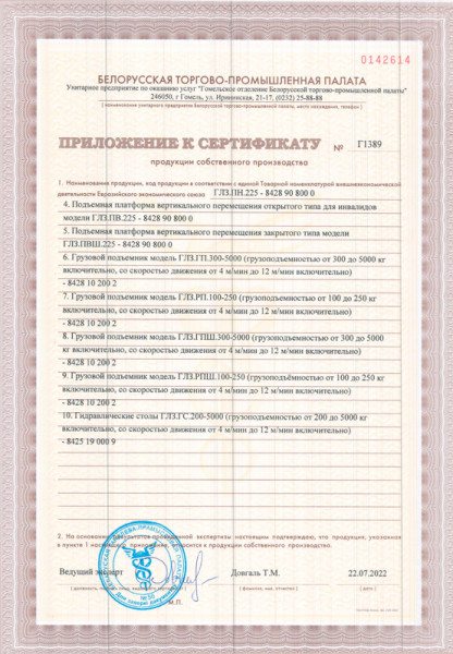 Сертификат продукции собственного производства Сертификат продукции собственного производства