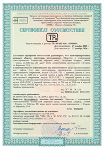 Сертификат соответствия требованиям ТР 2009/013/BY